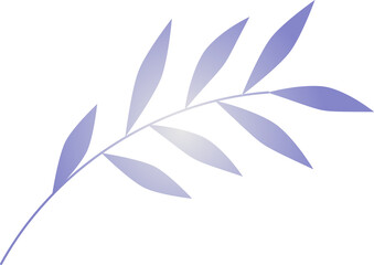 Poster - Stylized botanical branch is showing purple gradient leaves on transparent background, copy space