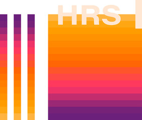 Poster - Warm-to-cool gradient bars design is showing HRS overlay on transparent background, copy space