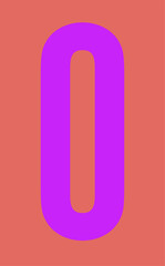 Poster - Featuring magenta numeral zero with rounded corners in flat design on transparent background