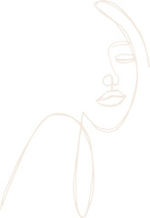 Poster - Abstract face and shoulder is emerging in minimal single line illustration, transparent background