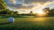 © Plaifah - A serene image of a golf ball positioned on the edge of a putting green, with a beautiful landscape in the background, inviting viewers into the game
