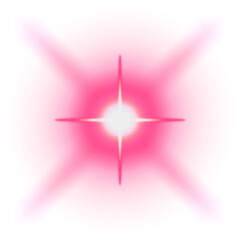 Poster - Abstract glowing starburst vector graphic is shining with pink glow beams on transparent background