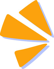 Poster - Four orange wedge shapes are radiating in flat design with purple shadows on transparent background