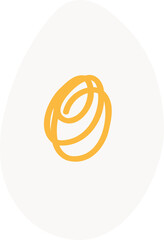 Poster - Showing overlapping orange loops inside off-white oval on transparent background, flat design