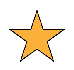 Poster - Yellow flat star icon is showing black inner outline and white border on transparent background