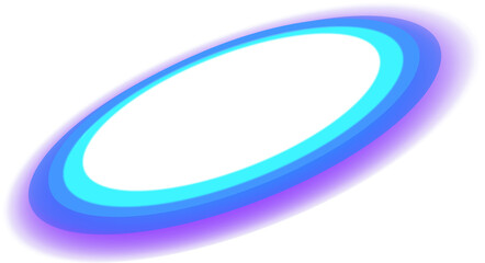 Poster - Overlapping gradient ring shapes rotating slightly in purple blue cyan on transparent background
