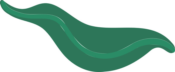 Poster - Abstract green wavy bands are forming organic leaf shape in flat design on transparent background