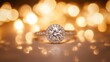 © Plaifah - A stunning diamond engagement ring set against a backdrop of shimmering fairy lights, creating a magical and enchanting atmosphere.