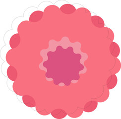 Poster - Abstract floral rosette is showing in flat style on clear background with scalloped pink layers