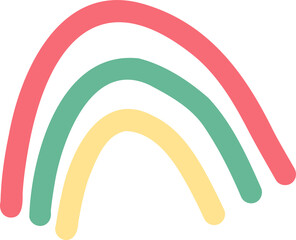 Poster - Three smooth pastel arcs are forming stylized rainbow in flat design on transparent background
