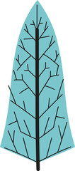 Poster - Flat vector leaf is showing turquoise blade with black branching veins on transparent background