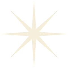 Poster - Abstract eight-pointed star is floating in flat style on transparent background with cream points