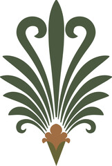 Poster - Botanical motif is appearing in flat design, olive leaves  and  brown flourish, transparent backgrou