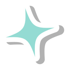 Poster - Turquoise flat star icon is hovering on transparent canvas with white border, black shadow