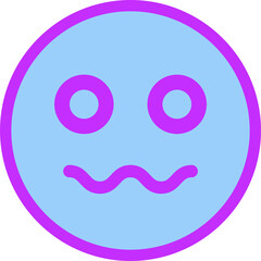 Poster - Uneasy emoji is showing in flat style, blue circle with magenta outline, transparent background