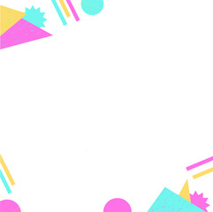 Poster - Flat design pastel geometric shapes are forming corner border on transparent canvas, copy space