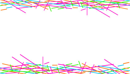 Poster - Abstract neon line segments forming top and bottom borders in flat design on transparent canvas