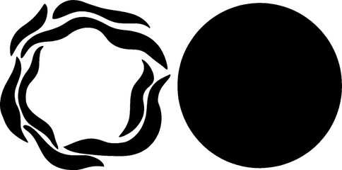 Poster - Abstract composition with floating sphere and seaweed shapes for modern design