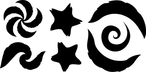 Poster - Abstract collection of fractal swirls and star clusters for digital design and decoration