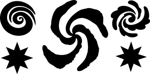 Poster - Abstract swirl and star pattern set for decorative designs