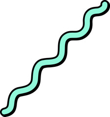 Poster - mint-green wavy line with black border is curving smoothly in transparent background, flat design