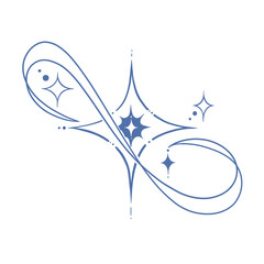 Poster - Abstract swirl is showing flat design ribbon curves, star sparkles, dots on transparent background