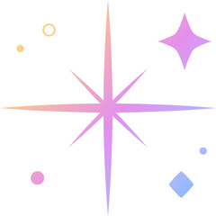 Poster - Eight-pointed and four-pointed stars, circles and diamond are floating over transparent vector art