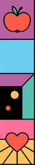 Aufkleber - Vector art is showing apple, blue block, abstract corner, heart in panels on transparent background