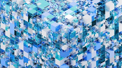 Fototapete - 3d render digital cube. Computer generated