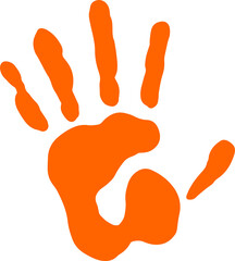 Poster - Showing abstract orange handprint five fluid extensions on transparent background, copy space