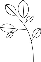 Poster - Line art botanical branch is being shown on transparent backdrop, showcasing elliptical leaves