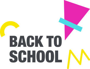 Aufkleber - Back-to-school flat design is showing bold text, colorful geometric shapes, transparent background