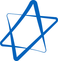 Poster - Stylized star is showing overlapping round blue outline adding depth in SVG, transparent background