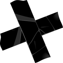 Poster - Flat design abstract X-shaped strips are forming black ribbon with gradient on transparent layer