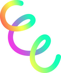 Poster - Abstract ribbon coil is twisting in space, 3D render with neon gradient, transparent background