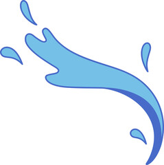 Poster - Stylized vector is showing curved blue water splash with scattered droplets on transparent backdrop