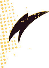 Poster - Abstract swoosh is floating on transparent bg in flat design with golden halftone dots, splatters