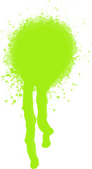 Poster - Lime green paint splash is floating on transparent flat-design backdrop with uneven burst and drips