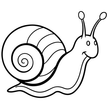 Minimalist Snail Line Art on Clean White Canvas