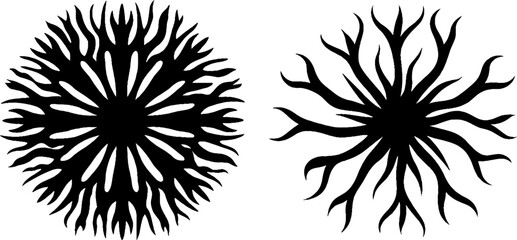 Poster - Intricate set of snowflake ring and frost swirl ice arc designs for winter art