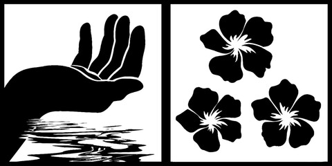 Poster - Tranquil hand and floating petals design for art and decor