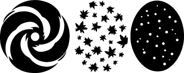 Poster - Abstract spiral eye, wave swirl, and star cluster set for creative design