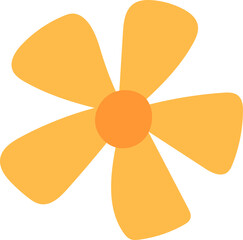Aufkleber - Stylized flower is being shown in flat design, with six orange petals on transparent background