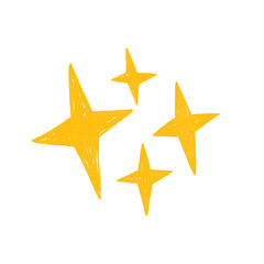 Poster - Cluster of four hand-drawn star-shaped sparkles is floating on transparent backdrop in flat style