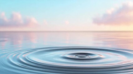 Poster - Tranquil Ripple: A mesmerizing capture of a perfect ripple expanding on the serene surface of tranquil water, reflecting the soft hues of a dawn sky. An embodiment of peace.