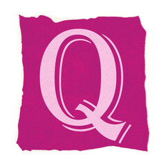 Aufkleber - Flat design uppercase Q is being shown on grainy magenta square, torn edges, transparent background