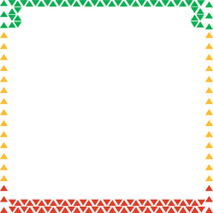 Poster - Decorative flat triangle border is featuring green yellow red tiles on transparent base, copy space