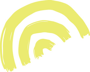Poster - Four pale yellow brushstroke arcs are forming minimalist flat design on transparent background
