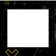 Poster - Flat graphic showing blue rectangle featuring golden plus or X marks on grunge, transparent backgrou