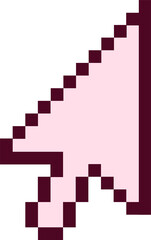 Fototapete - Showing pixel arrow pointing northeast on transparent background with pastel pink fill, maroon edge